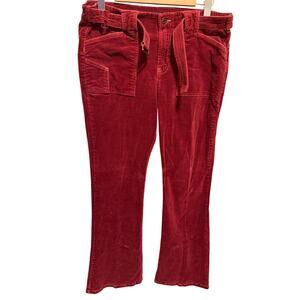 Gloria Maroon Burgandy Vintage High Rise Corduroy Pants Belt Size 12